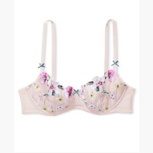 NWT VS Dream Angels Wicked Unlined Spring Bouquet Balconet Bra Floral Embroidery